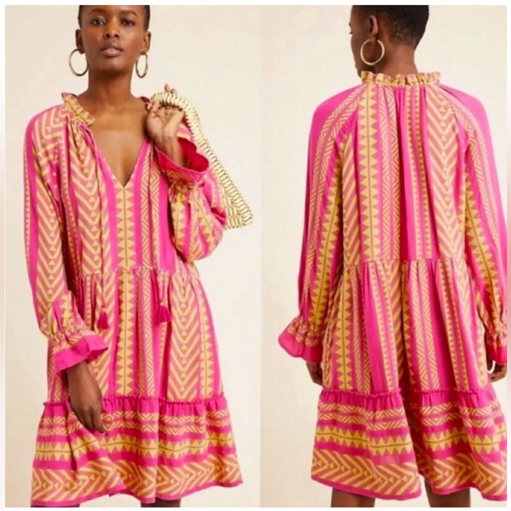 Anthropologie Maeve Dominque Ruffle Tunic Dress